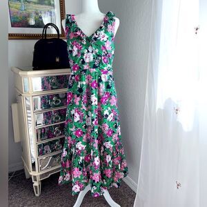 J.Crew ruffled floral midi dress